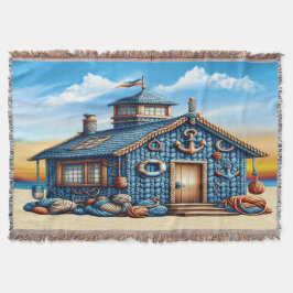 Beach Hut Throw Blanket Filt
