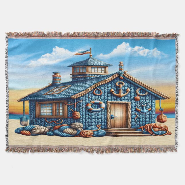 Beach Hut Throw Blanket Filt (Framsidan)
