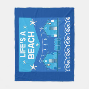 Beach Huts Beach Homes Surfning Sea Wooden B Fleecefilt