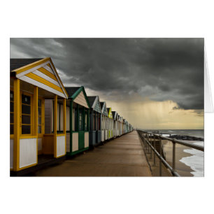 Beach Huts i en sommarstorm Southwold Hälsningskort