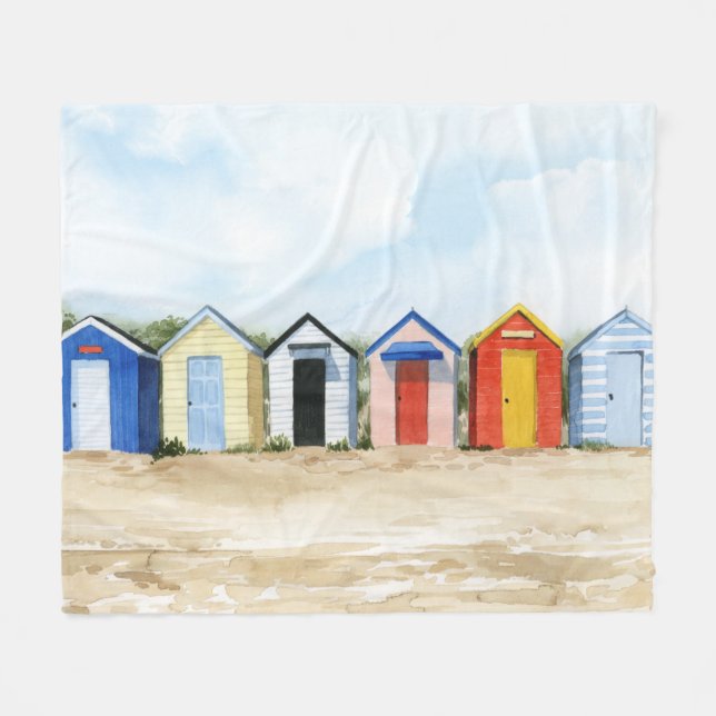 Beach Huts I Fleecefilt (Framsidan (Horisontell))