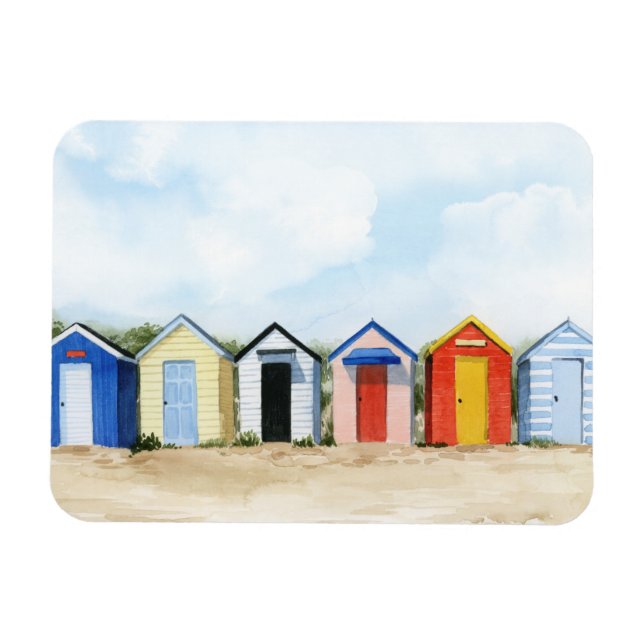 Beach Huts I Magnet (Horisontell)