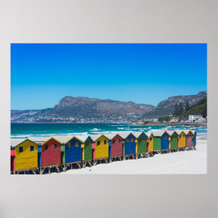 Beach huts in Muizenberg, Kapstaden Poster