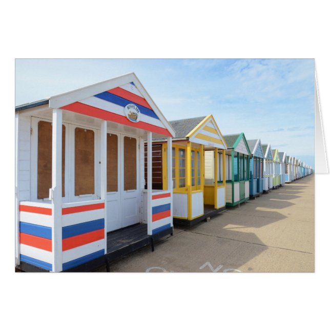 Beach Huts in Östra England Hälsningskort (Framsidan Horizontal)