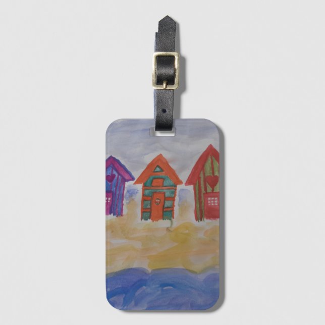 Beach Huts Luggage Tag Bagagebricka (Framsida vertikal)