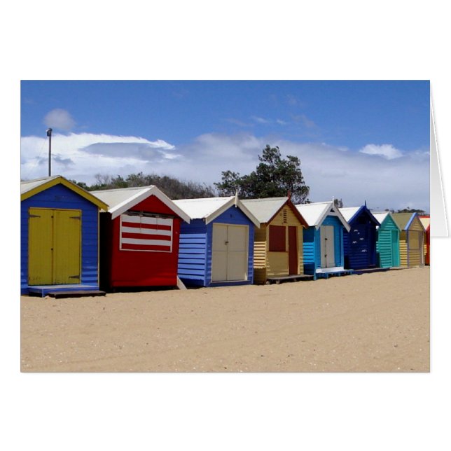 Beach Huts Melbourne 2 Hälsningskort (Framsidan Horizontal)
