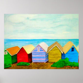 Beach Huts Poster