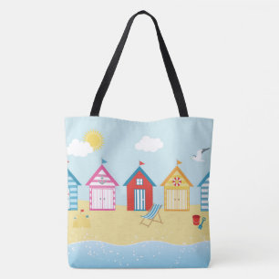 Beach Huts Tote Bag Tygkasse