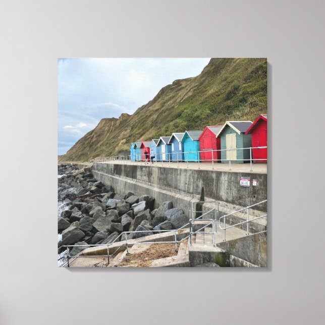 Beach Huts vid Sheringham Norfolk Canvastryck (Framsida)