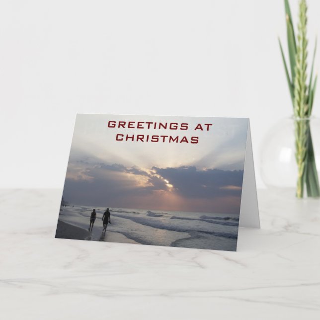 BEACH I CHRISTMAS=BE WARM/MERRY OCH ENJOY! HELGKORT (Framsida)