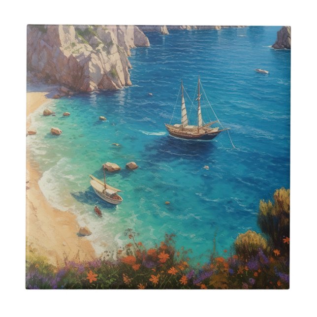 Beach i Grekland Kakelplatta (Framsidan)