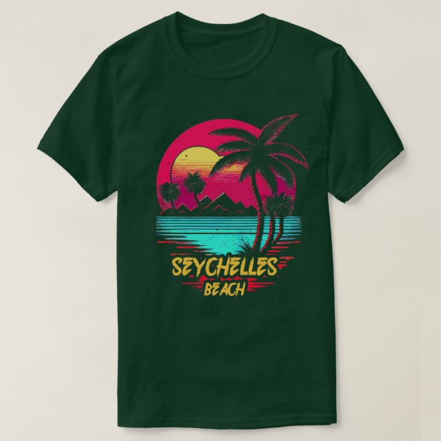 Beach i Retrowave Beach Seychelles T Shirt (Design framsida)