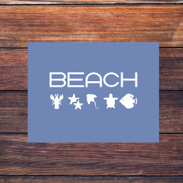 Beach Icons Marine Sea Creator Monotone Mörk Vykort