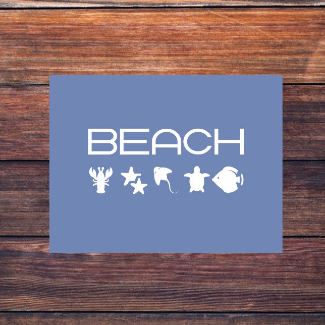 Beach Icons Marine Sea Creator Monotone Mörk Vykort (Skapare uppladdad)