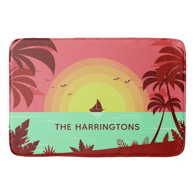 Beach Illustration, anpassade namnbadkar Badrumsmatta (Framsidan)