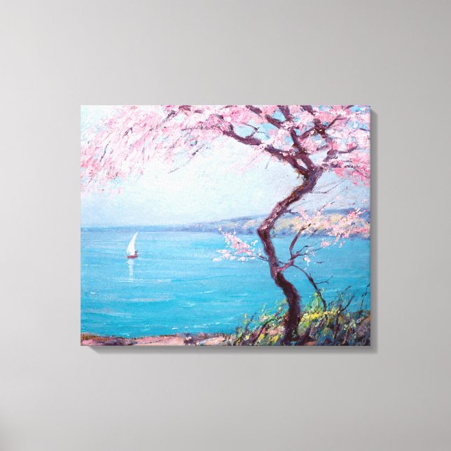 Beach in Biarritz, Frankrike (av Kimon Loghi) Canvastryck (Framsida)