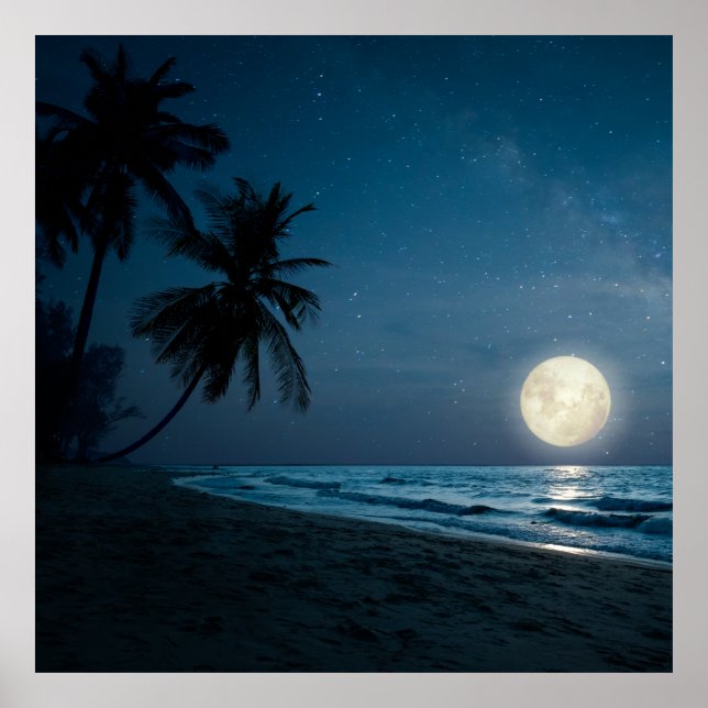 Beach in night himlar och fullt poster (Framsidan)