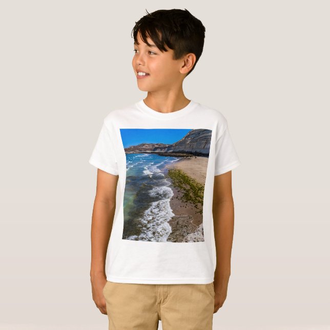 Beach in Puerto Piramides, Argentina T Shirt (Hel framsida)