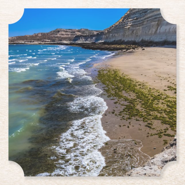 Beach in Puerto Piramides, Argentina Underlägg Papper (Framsida)