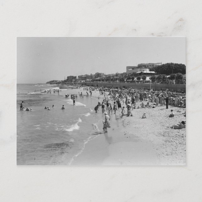 Beach in Tel Aviv på 1930-talet Vykort (Framsida)