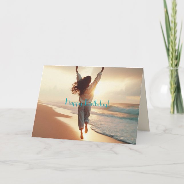 BEACH JOY BIRTHDAY CARD TACK KORT (Framsida)