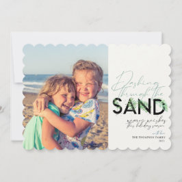 Beach Jul Aqua Dasch genom Sand Julkort