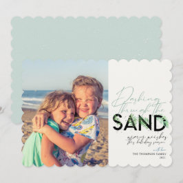 Beach Jul Aqua Dasch genom Sand Julkort
