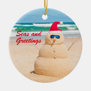 Beach Jul-Helgdag Ornament Snögubbe
