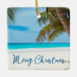 Beach jul Ornaments Square Ceramic Plam Träd Julgransprydnad Keramik<br><div class="desc">Persikofärgade julprydnadsföremål (keramiskt keramiskt keramiskt ämne) med handflatan träd</div>