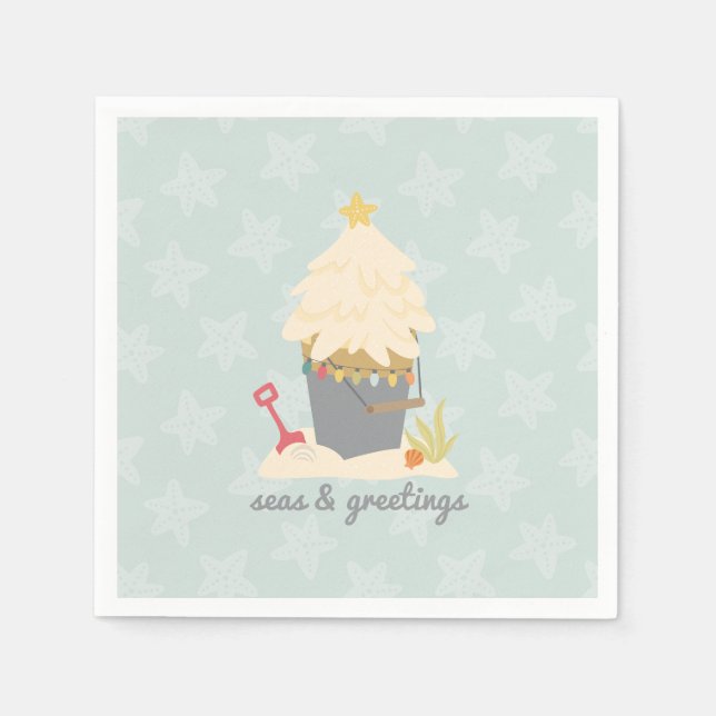 Beach jul Sand Pail Pappersservett (Framsidan)