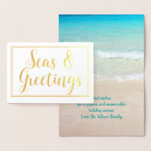 Beach jul Starfish Seas in Hälsning Card Folierat Kort