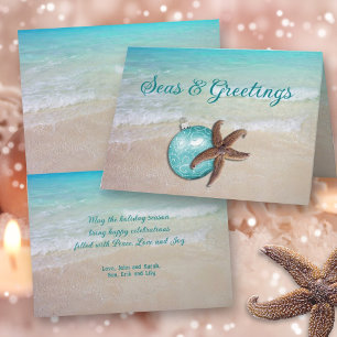 Beach jul Starfish Seas in Hälsning Card Helgkort