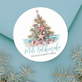 Beach Julgran Mele Kalikimaka Runt Klistermärke