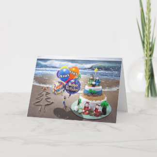 Beach-julkort, Grattis på födelsedagen Jesus Helgkort