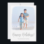 Beach-julkort | Tropiskt kustfotokort Julkort<br><div class="desc">Kustjullkort för familjestranden bilder! Vår silver-utskrift av den moderna,  minimala bildkortsdesignen i vattenfärgsfamiljen är perfekt för helgdagskort i familjen. Ladda bara upp dina familjefotor och se dem förvandlas magiskt till en vattenfärg porträtt! Du kan på ett enkelt sätt anpassa hälsning och namn och beställa på din mobil!</div>