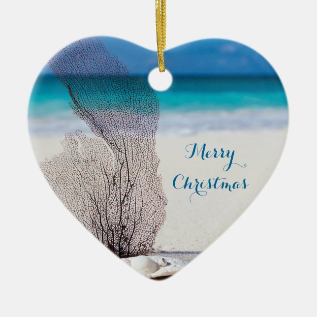 Beach-julprydnader Heart Coral Julgransprydnad Keramik (Framsidan)