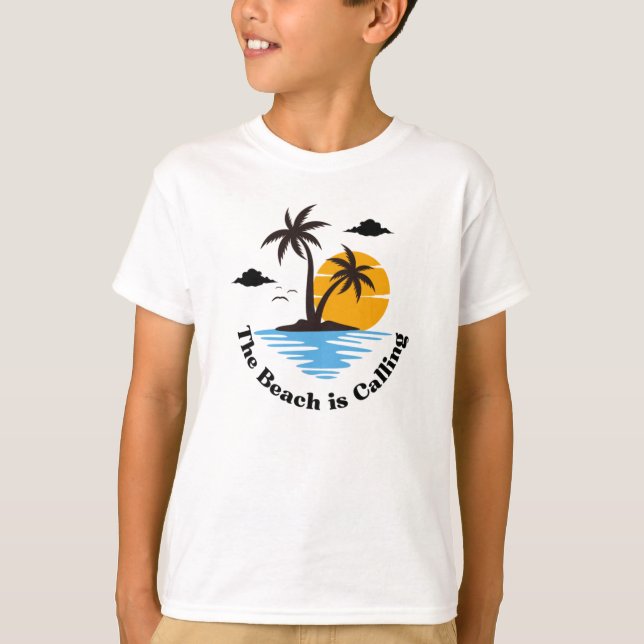 Beach kallar sommarfamiljetrafik t shirt (Framsida)