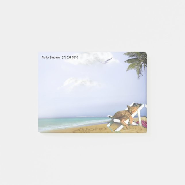 Beach Kattunge (anpassadet) Post-it Block (Framsida)