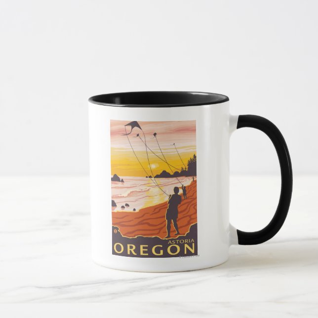 Beach & Kites - Astoria, Oregon Mugg (Höger)
