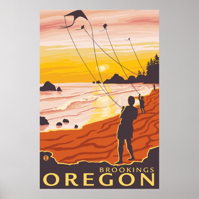 Beach & Kites - Brookings, Oregon Poster (Framsidan)