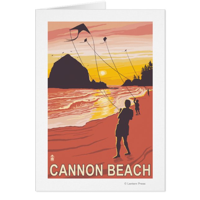 Beach & Kites - Cannon Beach, Oregon Hälsningskort (Framsidan)
