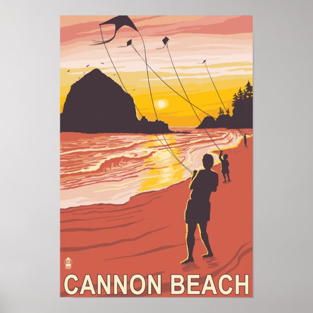 Beach & Kites - Cannon Beach, Oregon Poster (Framsidan)