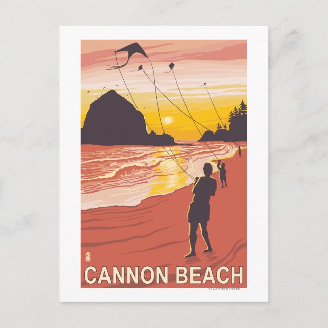 Beach & Kites - Cannon Beach, Oregon Vykort (Framsida)