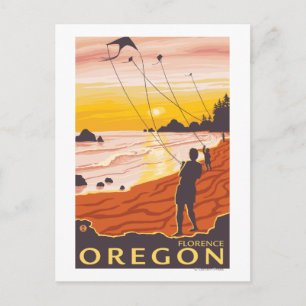Beach & Kites - Florence, Oregon Vykort