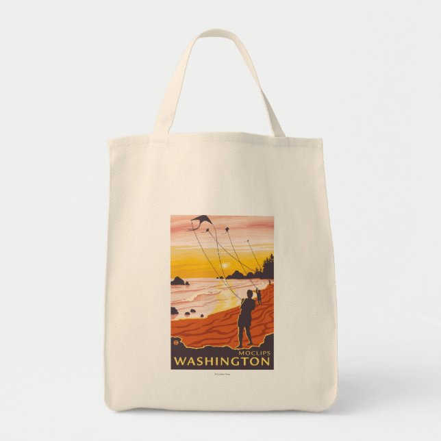 Beach & Kites - Moclips, Washington Tygkasse (Framsidan)