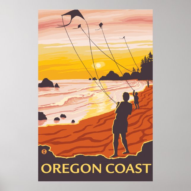 Beach & Kites - Oregon Kusten Poster (Framsidan)