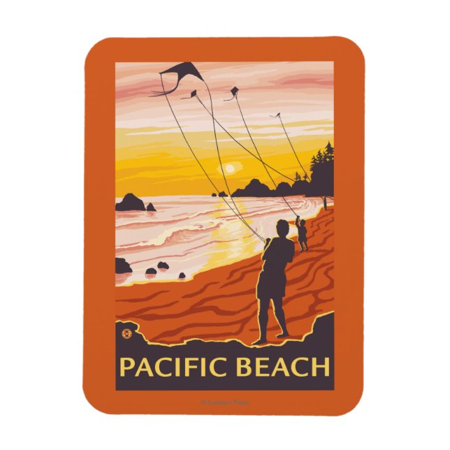 Beach & Kites - Pacific Beach, Washington Magnet (Vertikal)