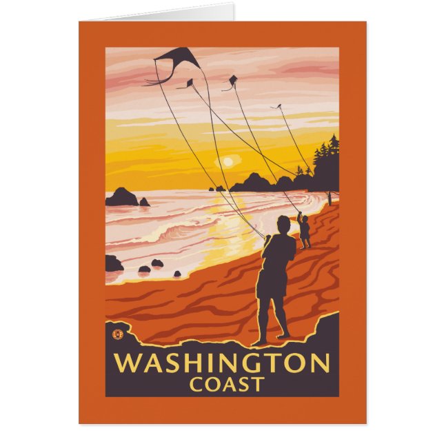 Beach & Kites - Washington Kusten Hälsningskort (Framsidan)