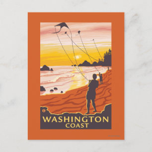 Beach & Kites - Washington Kusten Vykort