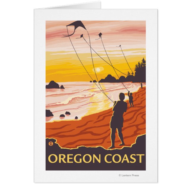 Beach & KitesCoastVintage Travel Poster Hälsningskort (Framsidan)